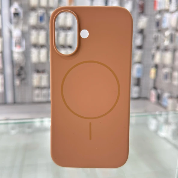 iPhone 16 MagSafe Yumuşak Silikon Kılıf – Lansman İçi Kadife Dokulu, Kablosuz Şarj Destekli Kahverengi ürün görseli 1