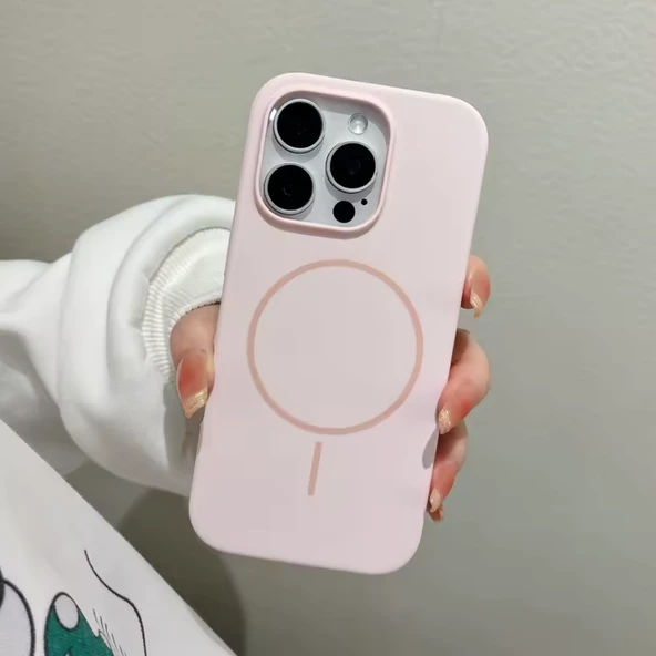 iPhone 15 Pro MagSafe Yumuşak Silikon Kılıf – Lansman İçi Kadife Dokulu, Kablosuz Şarj Destekli Rose ürün görseli 1