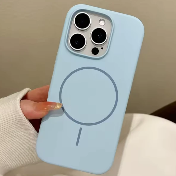 iPhone 14 Pro Max MagSafe Yumuşak Silikon Kılıf – Lansman İçi Kadife Dokulu, Kablosuz Şarj Destekli Mavi ürün görseli 1