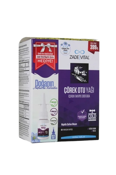 Zade Vital Çörek Otu Yağı 60 Kapsül + Nigefix Sprey 10 ml Hediye ürün görseli 1