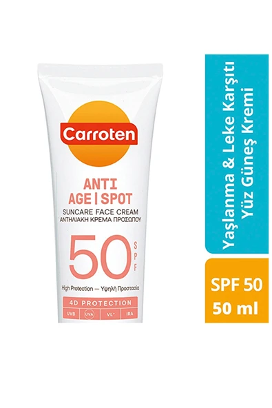 Carroten Anti-Age & Spot SPF 50 Yüz Güneş Kremi – Leke ve Yaşlanma Karşıtı Yüksek Koruma, 50 ml ürün görseli 1