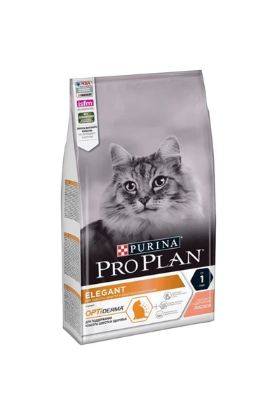 Pro Plan Derma Plus Elegant Somonlu Tüy Yumağı Önleyici Yetişkin Kedi Maması 10 Kg ürün görseli 1