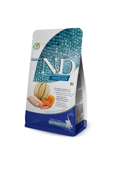 Ocean Morina Balığı, Karides, Balkabağı Ve Kavunlu Yavru Kedi Maması 1,5 Kg Kitten Cat Food ürün görseli 1