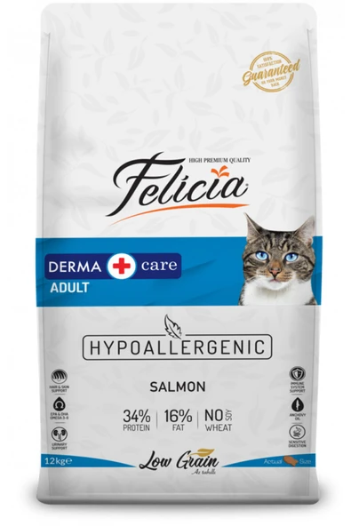 Düşük Tahıllı Hypoallergenic Kedi 12kg Somonlu Yetişkin Kedi Maması Salmon Hipoalerjenik ürün görseli 1