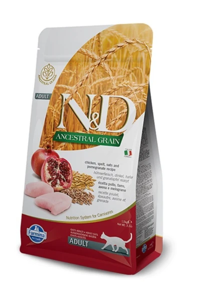 Düşük Tahıllı Tavuk Ve Narlı Yetişkin Kedi Maması 1.5 Kg ürün görseli 1