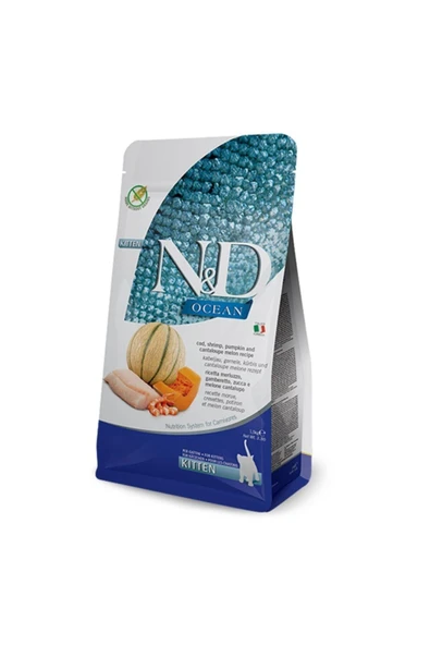 Nd Ocean Balkabaklı Morina Balıklı, Karides & Kavunlu Yavru Kedi Maması 1,5 Kg ürün görseli 1