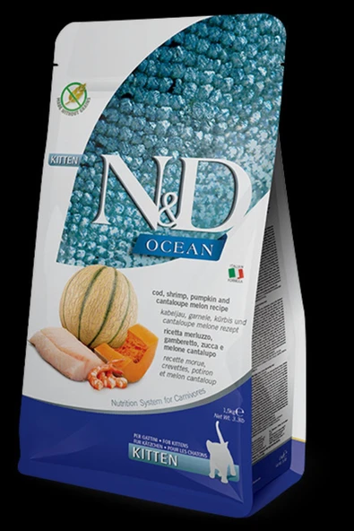Ocean 1,5 Kg Yavru Kedi Maması, Morina Balığı, Karides, Balkabağı, Ve Kavun ürün görseli 1