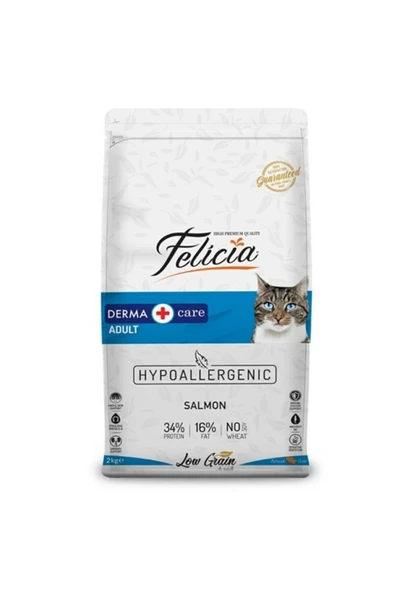 Derma Care Adult Az Tahıllı Hypoallergenic Somonlu Yetişkin Kedi Maması Tüy Sağlığı 2 Kg ürün görseli 1