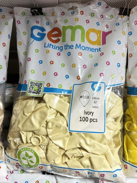 Gemar Parti Doğum Günü Organizasyon Balon - 28 Cm. - Ivory - Fildişi - 100 Adet ürün görseli 1