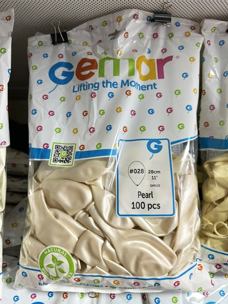 Gemar Parti Doğum Günü Organizasyon Balon - 28 Cm. - Pearl - Beyaz Altın - 100 Adet ürün görseli 1