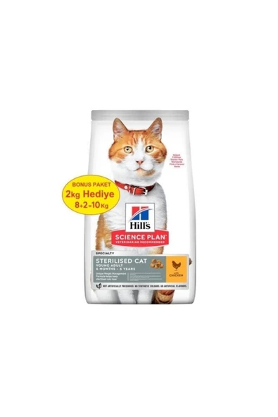 Hills Young Sterilised Tavuklu Kısırlaştırılmış Kedi Maması 8 Kg (+2 Kg ürün görseli 1
