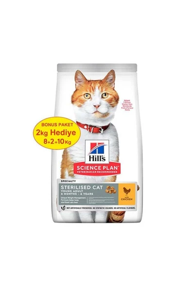 Hills Young Sterilised Tavuklu Kısırlaştırılmış Kedi Maması 8+2 Kg ürün görseli 1