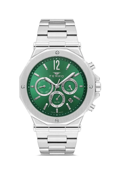 Ferro FM43020A-A6 Quartz Çelik Gri Yeşil Kadran 43 mm Erkek Kol Saati ürün görseli 1