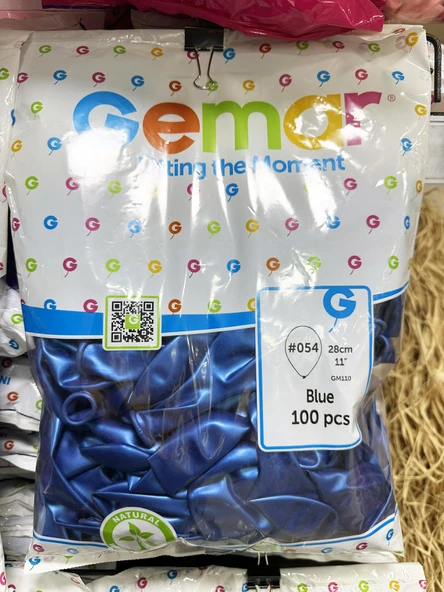 Gemar Parti Doğum Günü Organizasyon Balon - 28 Cm. - Ivory - Blue - 100 Adet ürün görseli 1