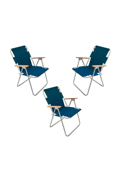 Mocca Style Kamp Sandalyesi Katlanır Ahşap Kollu Kamp Piknik Sandalyesi 3 Lü ürün görseli 1