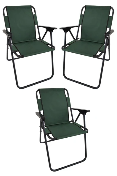 Mocca Style Yeşil Plastik Kollu Sandalye 3 Lü ürün görseli 1