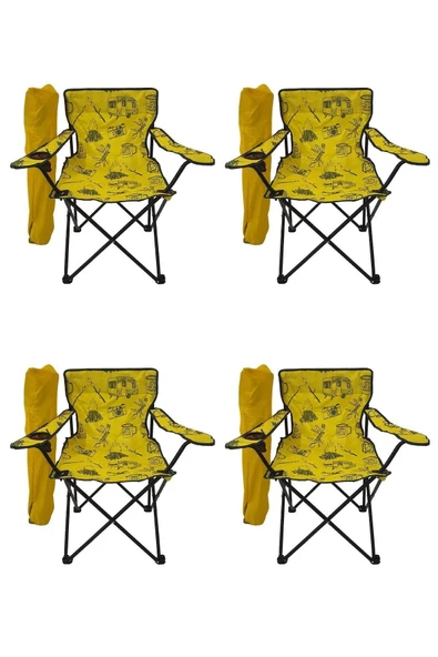 Mocca Style Sarı Rejisör Desenli Sandalye 4'lü ürün görseli 1
