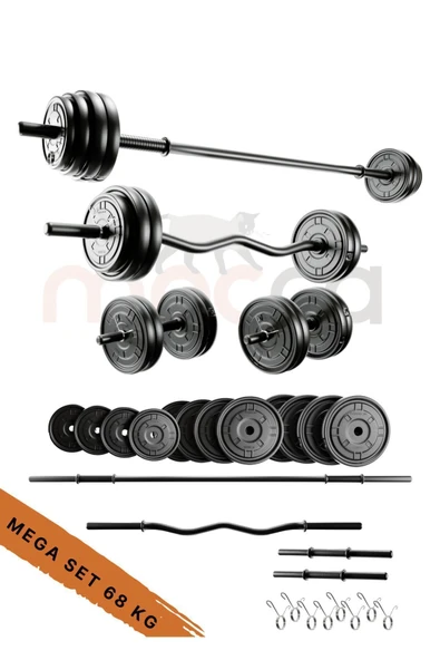 PTTAVM: Mocca Style 68 Kg Z-barlı Megaset Halter Seti Ve Dambıl