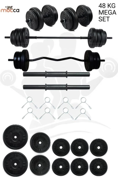 Mocca Style 48 Kg Z-barlı Megaset Halter Seti Ve Dambıl Seti ,ağırlık Seti , Fitness Seti ürün görseli 1