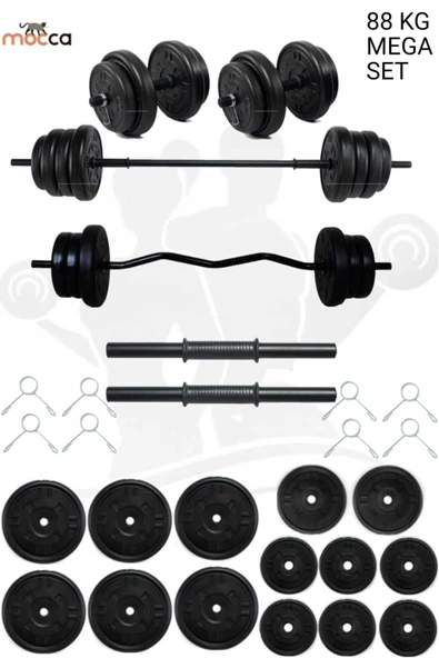 Dambılcım Mocca Style 88 Kg Z-barlı Megaset Halter Seti Ve Dambıl Seti ,ağırlık Seti, Fitnes ürün görseli 1