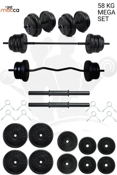 Mocca Style 58 Kg Z-barlı Megaset Halter Seti Ve Dambıl Seti Ağırlık Fitness Seti ürün görseli 1