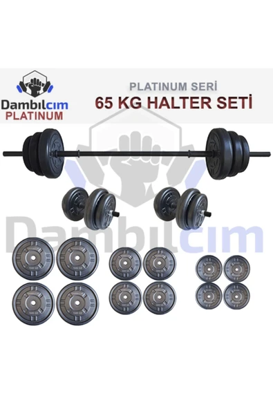 Dambılcım Platinum 65 KG Halter Seti 65 KG Dambıl Seti Ağırlık Seti Vücut Geliştirme Aleti ürün görseli 1