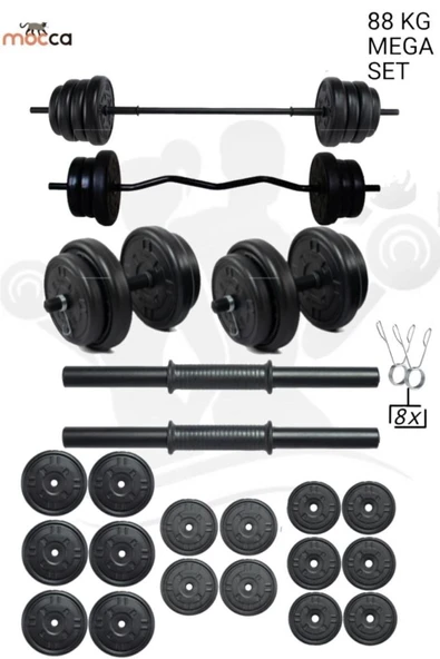 Mocca Style 88 Kg Z-barlı Megaset Halter Seti Ve Dambıl Seti ,ağırlık Seti, Fitnes ürün görseli 1