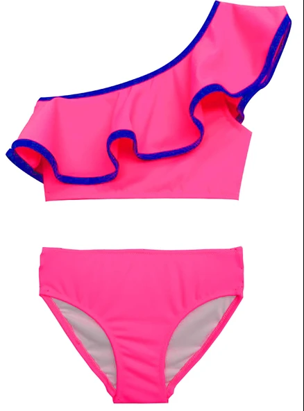 Fuşya mor biyeli kız çocuk bikini takım DB200621BT ürün görseli 1