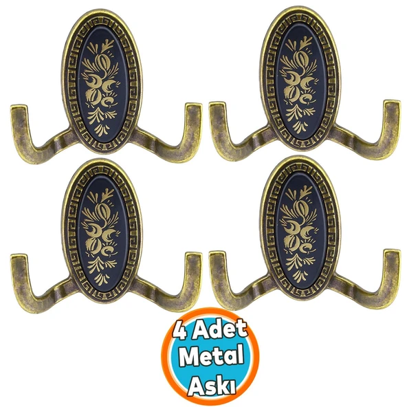 Duvar Vestiyer Askısı Metal Dolap Elbise Havlu Askılığı Antik Sarı Askı Askılık 4 Adet ürün görseli 1