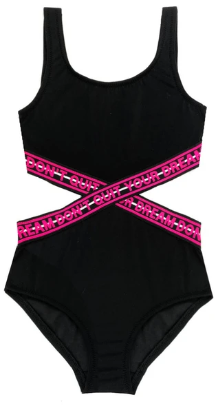 Siyah Pembe Lastikli kız çocuk mayo DB200568CM ürün görseli 1