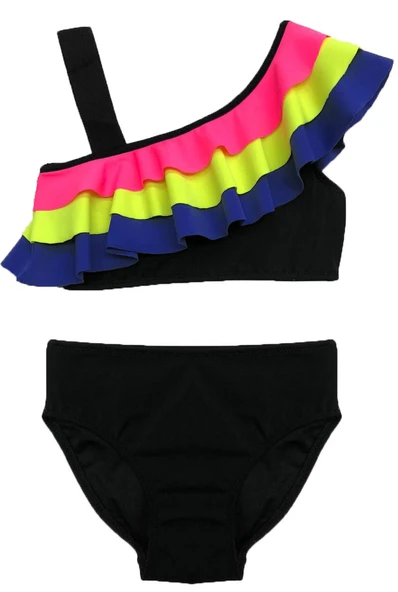 Renkli volanlı kız çocuk bikini takım DB200617BT ürün görseli 1