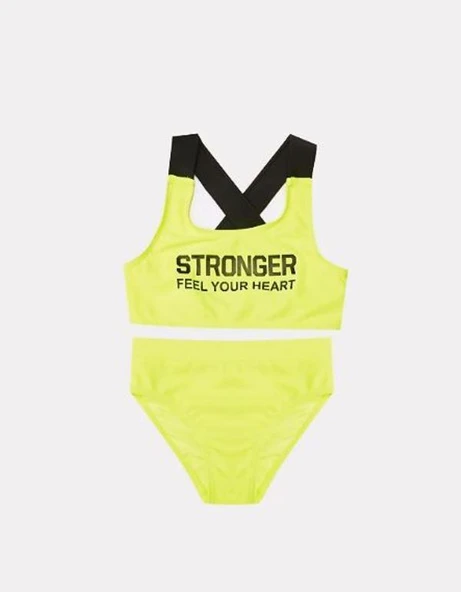 Yazı baskılı kız çocuk bikini takım DB200773BT ürün görseli 1