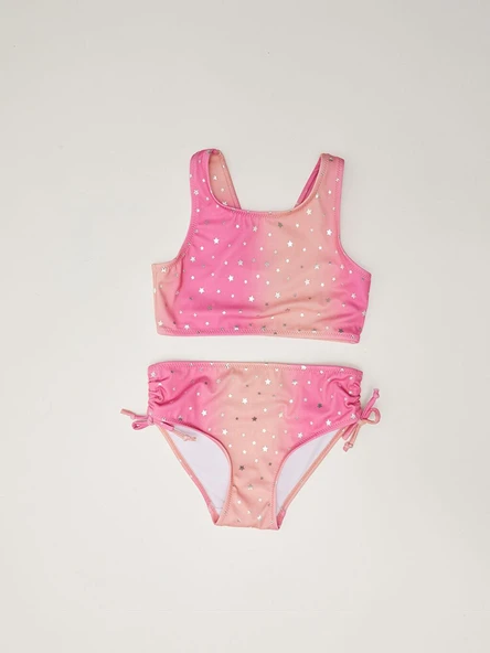 Yıldız baskılı kız çocuk bikini takım DB200737BT ürün görseli 1