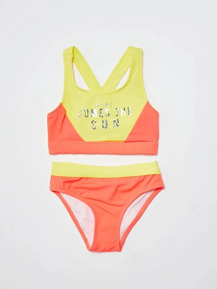 Sarı Baskılı kız çocuk bikini takım DB200745BT ürün görseli 1