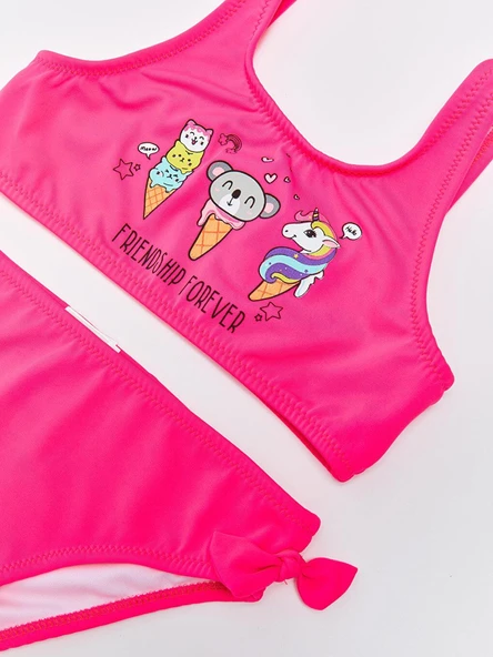 Fiyonklu kız çocuk bikini takım - Resim 6