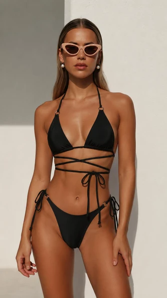 İp ve halka detaylı bikini takım - Resim 2