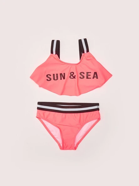 Mercan Volanlı Kız Çocuk Bikini Takım DB200790BT ürün görseli 1