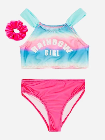 Degrade baskılı kız çocuk bikini takım ürün görseli 1