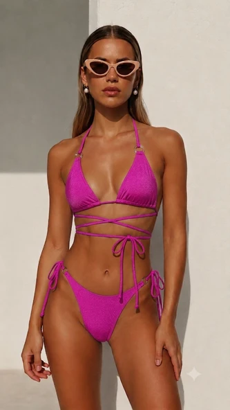 İp ve halka detaylı bikini takım - Resim 6