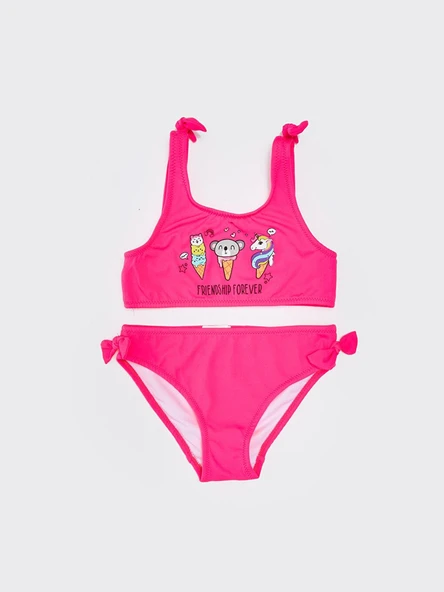 Fiyonklu kız çocuk bikini takım - Resim 4