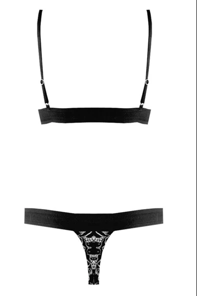 SİYAH-BEYAZ FULL DANTEL BRALET STRING TAKIM DS20095BRT ürün görseli 1