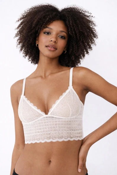 EKRU FULL DANTEL SOFT BRALET ürün görseli 1