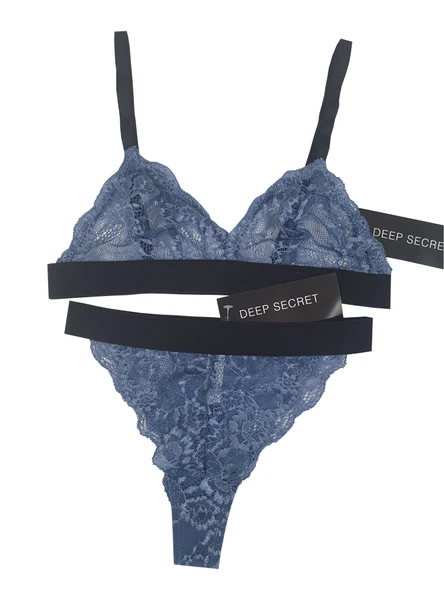 Mavi Full Dantel Bralet-Strıng Takım DS20095BRT - Resim 3