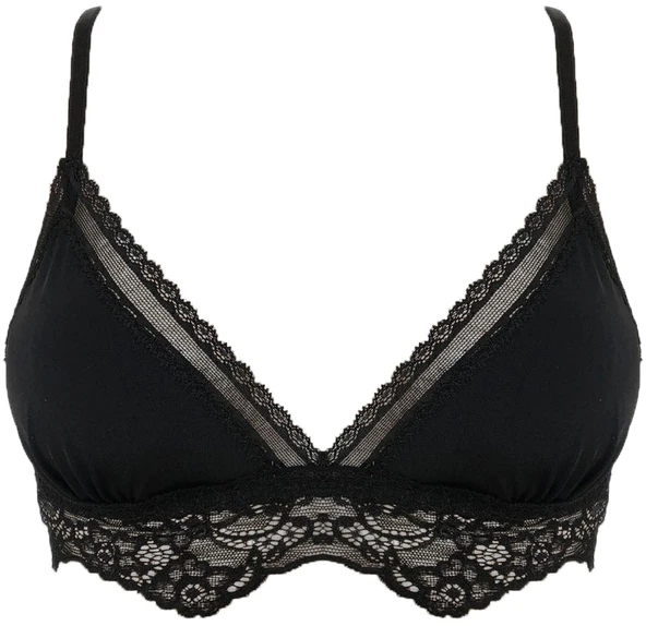 SİYAH YAKALARI DANTELLİ MICRO BRALET DS200475BR ürün görseli 1