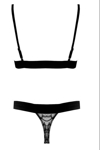 Beyaz-siyah Full Dantel Bralet Strıng Takım DS20095BRT - Resim 3
