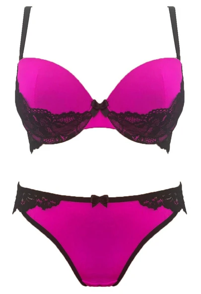 PEMBE MICRO-SİYAH DANTELLİ SÜTYEN KÜLOT ÇAMAŞIR TAKIM DS200608ST ürün görseli 1
