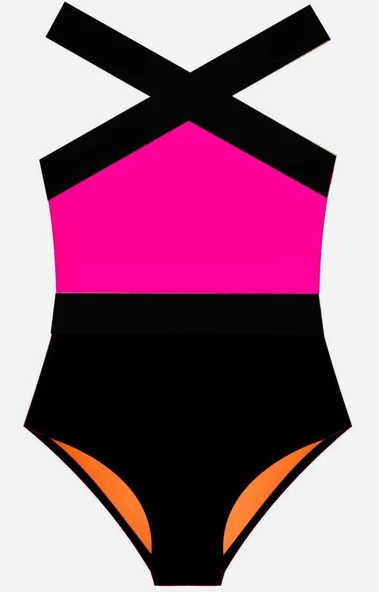 SİYAH-PEMBE KIZ ÇOCUK MAYO DB200703CM ürün görseli 1