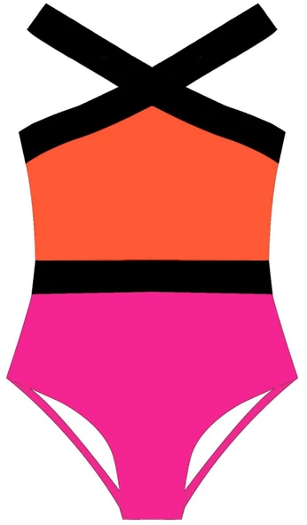 PEMBE-TURUNCU KIZ ÇOCUK MAYO DB200703CM ürün görseli 1