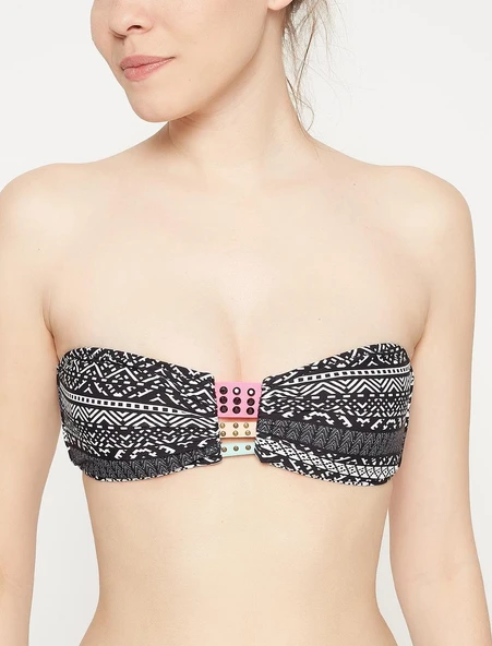 Renkli şerit detaylı bikini üstü - Resim 2