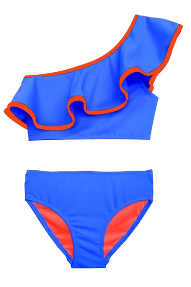 Saks Turuncu Biyeli Kız Çocuk Bikini Takım Db200621bt ürün görseli 1